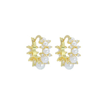 Load image into Gallery viewer, Graduate White Pearl CZ Hoop Earrings, Sku#LD635