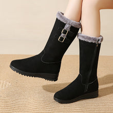 Load image into Gallery viewer, Women's Mid-Calf Fleece-Lined Suede Snow Boots | Warm Winter Boots with Side Zipper