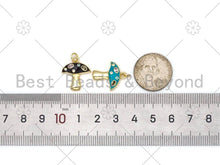 Load image into Gallery viewer, Colorful CZ Micropave Mushroom Shape Pendant, 18k Gold Filled Enamel Mushroom Charm, Necklace Bracelet Charm Pendant,16x19mm,Sku#F1428