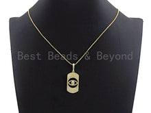 Load image into Gallery viewer, CZ Micro Pave Hollow out Evil Eye Oval Shaped Pendant/Charm, Cubic Zirconia Pendant Charm,17x33mm,sku#F911