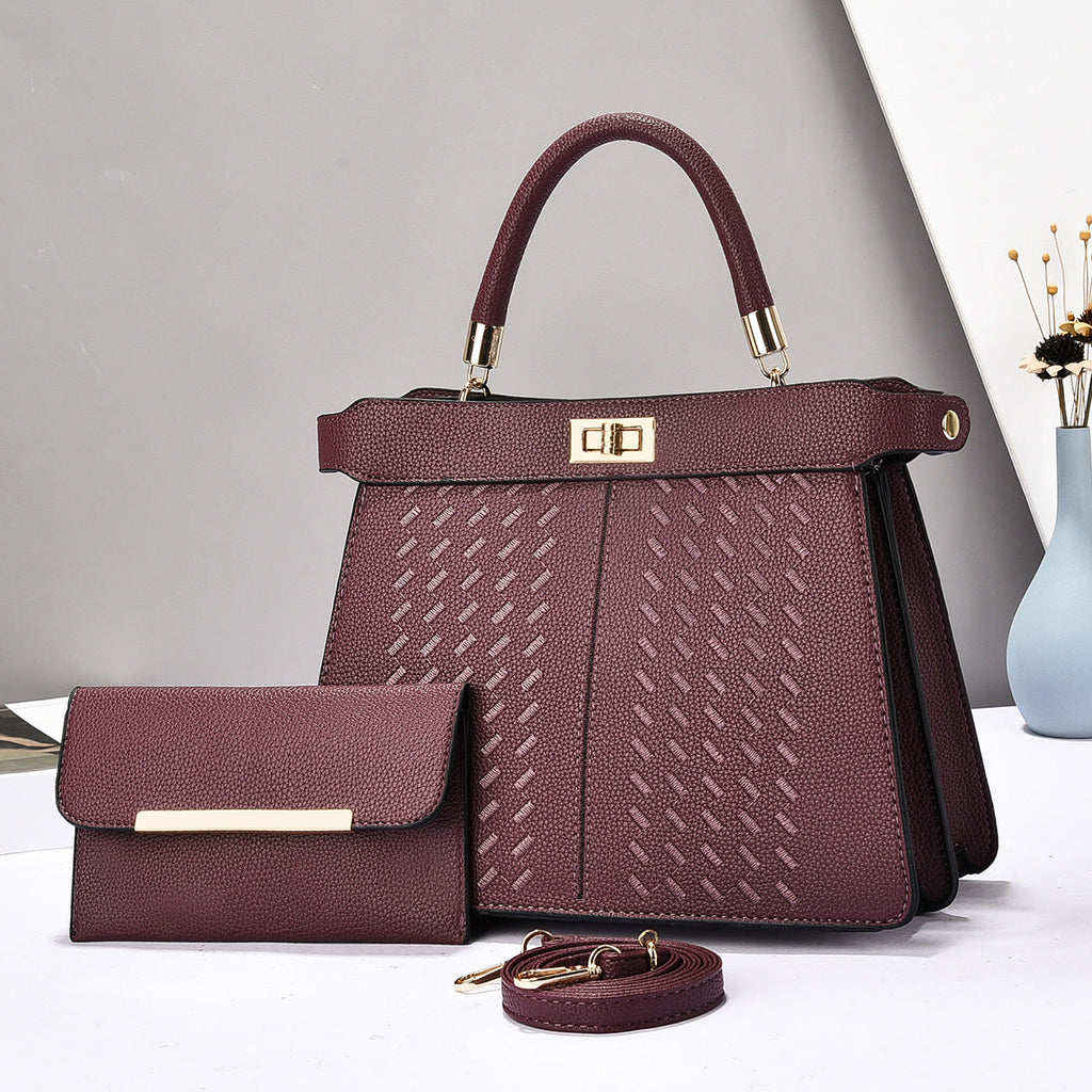 Premium 2-in-1 PU Leather Bucket Bag Set - Crossbody & Handbag with Multiple Compartments