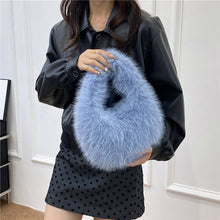 Load image into Gallery viewer, Women's Plush Tote Bag – Soft Oval Handbag for Everyday Casual Use