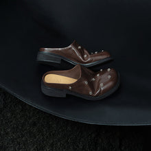 Load image into Gallery viewer, Full Grain Leather Studded Mules