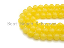 Load image into Gallery viewer, Natural Yellow Jade Round Smooth Beads,  6mm/8mm/10mm/12mm,