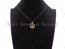 Load image into Gallery viewer, 18k Dainty Gold Peace Sign on Round Ring Shape Charms, Dainty Charms, Gold Pendant, Round Ring Necklace Charms, 20x23mm, Sku#LK175