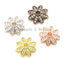 Load image into Gallery viewer, CZ Micro Pave Flower Bead Cap, Cubic Zirconia Bead Cap, 11x2mm, 8x2mm, 2pcs/6pcs sku#G90