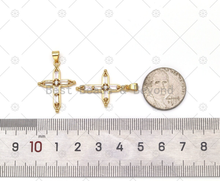 Load image into Gallery viewer, CZ Micro Pave Cross Shape Pendant, 18K Gold Filled Big CZ Cross Charm, Necklace Bracelet Charm Pendant, Sku#LK545