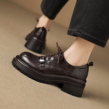 Load image into Gallery viewer, Women's Platform Oxford Shoes | Handmade Full-Grain Sheepskin Chunky Heel Lace-Up Brogues