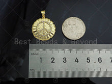 Load image into Gallery viewer, Gold Filled CZ Micro Pave Peace Sign On Web Round Shape Pendant, 18K Gold Filled Charm, Necklace Bracelet Charm Pendant,21x23mm,Sku#LK355