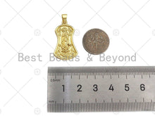 Load image into Gallery viewer, 18K Dainty Gold Virgin Mary On Shield Shape Pendant/Charm,Dianty Gold Medallion Charm, Necklace Bracelet Charm Pendant,16x27mm, Sku#LK225