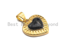 Load image into Gallery viewer, Enamel Colored heart Pendant, CZ Micro Pave Oil Drop Heart pendant, Enamel Jewelry, 15x16mm, sku#F940