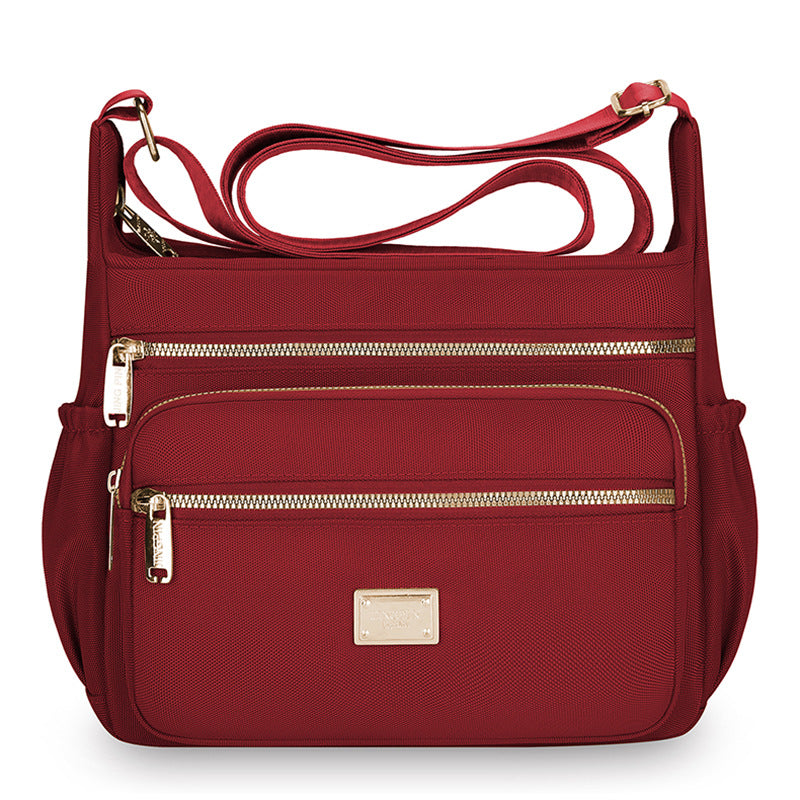 Multi-Compartment Oxford Shoulder Bag