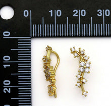 Load image into Gallery viewer, Gold Ear Climber Earring in Clear Crystal, Flower Blossom Earrings, Sku#B223
