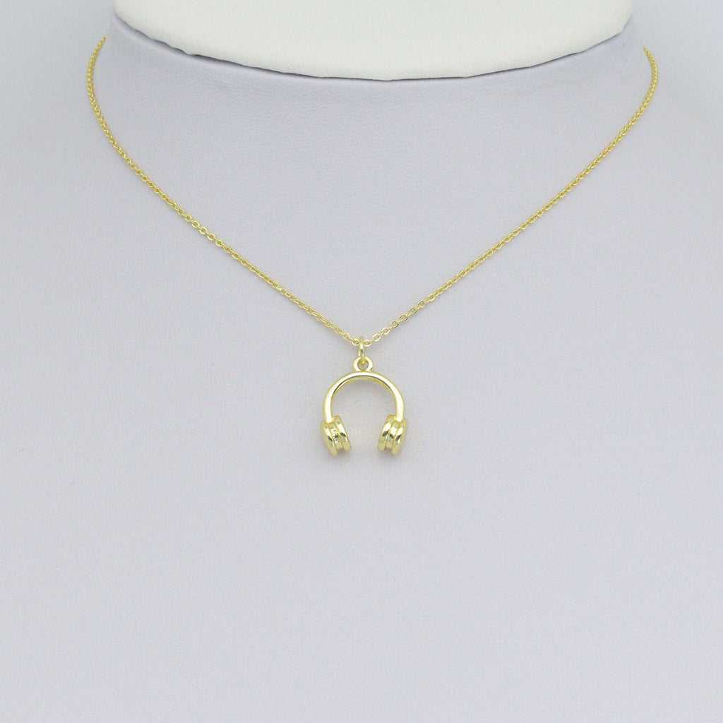 Gold Headphone Shape Charm Pendant, Sku#LD698