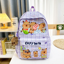Load image into Gallery viewer, Capybara Cartoon School Backpack for Girls – Cute Nylon Bookbag for Primary &amp; Middle School
