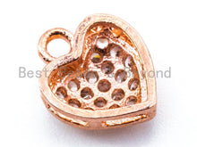 Load image into Gallery viewer, 1PC/2PCS Clear CZ Micro Pave 10mm Heart Charm, CZ Pave Charm in Gold/Rose Gold/Silver Finish, sku#B23