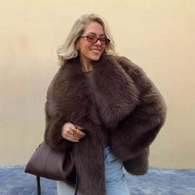 Load image into Gallery viewer, Women's Pure Color Versatile Faux Fur Collar Long Sleeve Coat Plus Size Outerwear