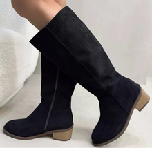 Load image into Gallery viewer, Women's Suede Knee-High Boots | Side Zipper Mid-Heel | Knee High Boots for Women