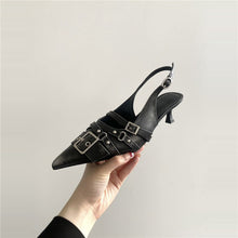 Load image into Gallery viewer, Women's Retro Pointed-Toe Ankle-Strap High Heel Sandals - Punk Style Mid Heel Shoes