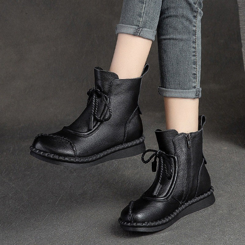 Women's Soft-Sole Chunky Heel Ankle Boots | Lace-Up | Microfiber Lining | Non-Slip Rubber Sole