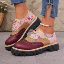Load image into Gallery viewer, Women's Chunky Heel Lace-Up Casual Fashion Shoes | Black &amp; Beige