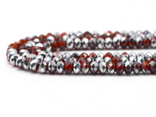 Load image into Gallery viewer, Half Silver Plated Natural Red Agate Rondelle Faceted Beads, SKu#UA256