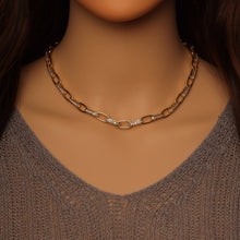 Load image into Gallery viewer, CZ Oval Link Gold Silver Adjustable Necklace, Sku#A118