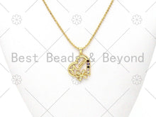 Load image into Gallery viewer, CZ Micro Pave MAMA On Heart Shape Pendant,18K Gold Filled Mama Charm,Mother's Day Necklace Bracelet Charm Pendant,27x25mm,Sku#LK388