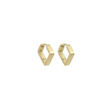 Load image into Gallery viewer, Gold Square Diamond Shape Geometry Huggie Earrings, Sku#A254