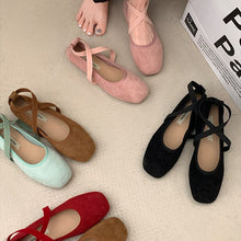 Load image into Gallery viewer, Women's Mary Jane Chunky Heel Flats | Square Toe Buckle Closure PU Leather Shoes