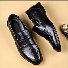 Load image into Gallery viewer, Men's Business Formal Leather Dress Shoes | Slip-On Oxford | Black &amp; Brown
