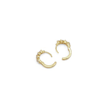 Load image into Gallery viewer, Gold Silver String Heart CZ Huggie Earrings, Sku#A123