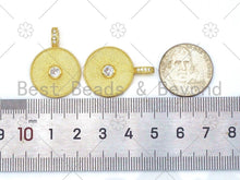 Load image into Gallery viewer, Big Clear CZ Micro Pave On Round Coin Shape Pendant/Charm,18K Gold Filled Medallion Charm, Necklace Bracelet Charm Pendant,20x28mm,Sku#LK381