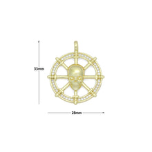 Load image into Gallery viewer, Clear CZ Skull On Steering Wheel Charm Pendant, Sku#LK1150