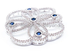 Load image into Gallery viewer, 35mm CZ Micro Pave Focal Flower Pendant, Flower Focal beads, Focal Connector Beads, Fashion Jewelery Findings, SKU#L241