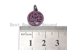 Load image into Gallery viewer, CZ Micro Pave LOVE Round Pendant with bail, Cubic Zirconia Blue Fuchsia Black Green Love Pave Pendant,13x15mm, sku#X105