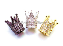 Load image into Gallery viewer, CZ Royal Crown Clear Micro Pave Beads, Cubic Zirconia Crown Spacer Beads, Pave Beads, 10x8mm, sku#G115
