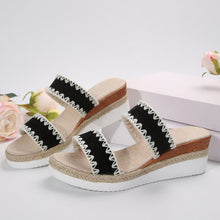 Load image into Gallery viewer, Women's Hemp Rope Wedge Sandals | Suede Woven Ethnic Platform Slides