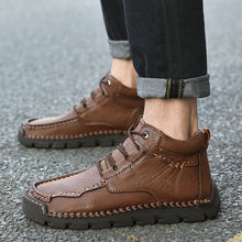 Load image into Gallery viewer, Men's Retro Casual Velvet Warm Cotton Shoes | Thick Sole Lace-Up Sneakers | Black Brown Khaki