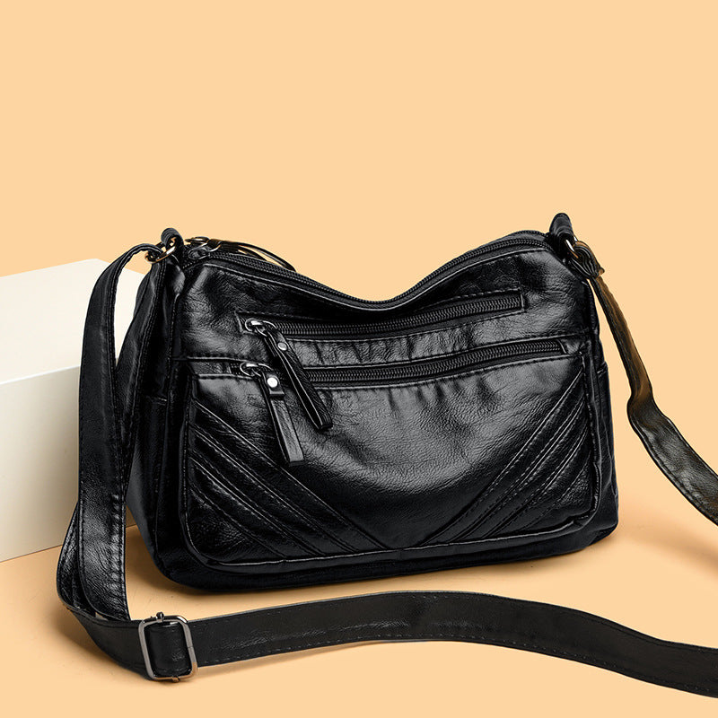 Retro-Textured Crossbody Shoulder Bag – Minimalist PU Leather Women's Bag