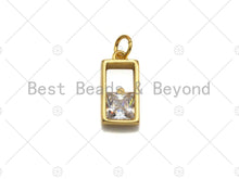 Load image into Gallery viewer, Clear CZ Micro Pave Big CZ In Rectangle Shape Pendant, Frame Pave Pendant, Gold plated, 8x16mm, Sku#LK32