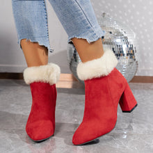 Load image into Gallery viewer, Women's Plaid Suede Ankle Boots | Square Heel Side Zipper Winter Boots