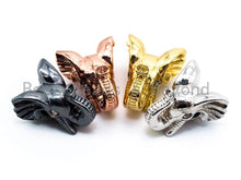 Load image into Gallery viewer, CZ Micro Pave Elephant Head Beads, Cubic Zirconia Pave Spacer Beads, Men Bracelet Charms, gold/silver/black plated,12x15x11mm, sku#G289