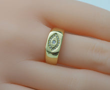 Load image into Gallery viewer, Gold Filled Brass Signet Evil Eye Ring