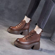 Load image into Gallery viewer, Women's Mid-Calf Chunky Heel Boots | Side Zipper | PU Leather | Black Beige Brown