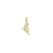 Load image into Gallery viewer, Clear CZ Gold Pistol Gun Charm Pendant, Sku#LK1205