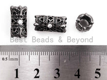 Load image into Gallery viewer, Black CZ Pave On Black Micro Pave Large hole spear shield spacer beads charms/Drum barrel beads, 8x16mm, SKU#G314