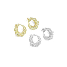 Load image into Gallery viewer, Gold Silver Twisted Hoop with Diamond Stud Earrings, Sku#A242