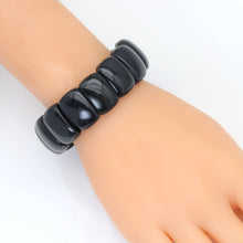 Load image into Gallery viewer, 11x20mm Obsidian Rectangle Stretchy Bracelet, Sku#U2002