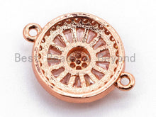 Load image into Gallery viewer, CZ Micro Pave Clear Crystal Round Charm, Connector for Bracelet/Necklace, Cubic Zirconia Crystal Space Connector Link, 13x17mm, 1pc, sku#A54